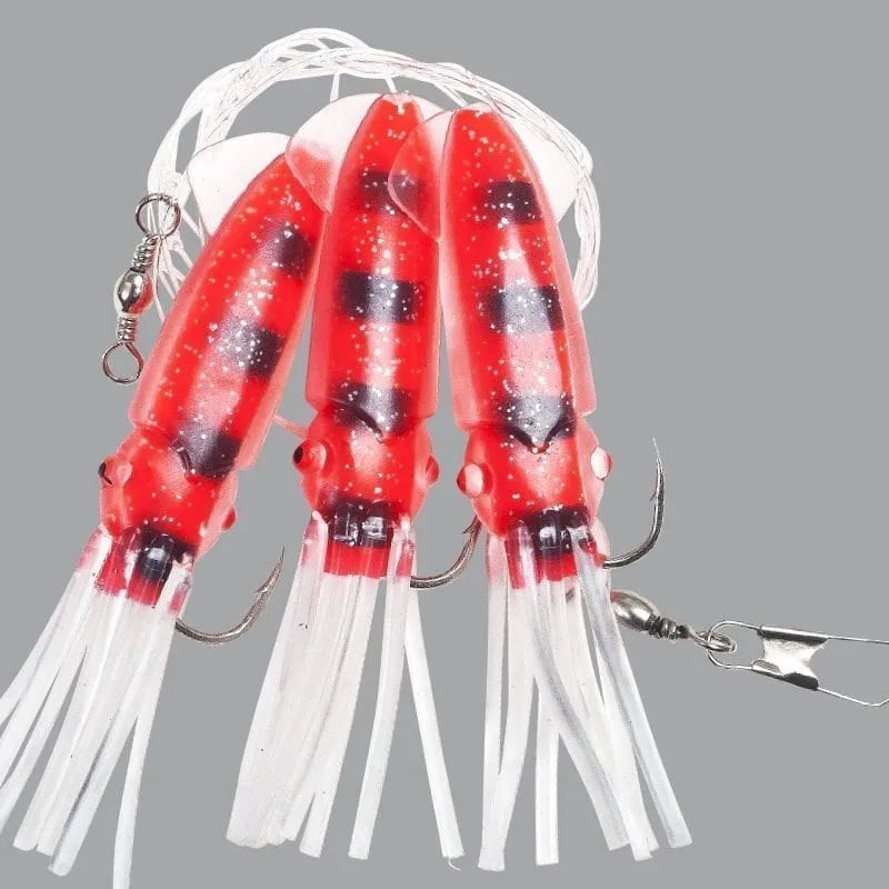 Winged Octopus red/black 3-hooks 8/0