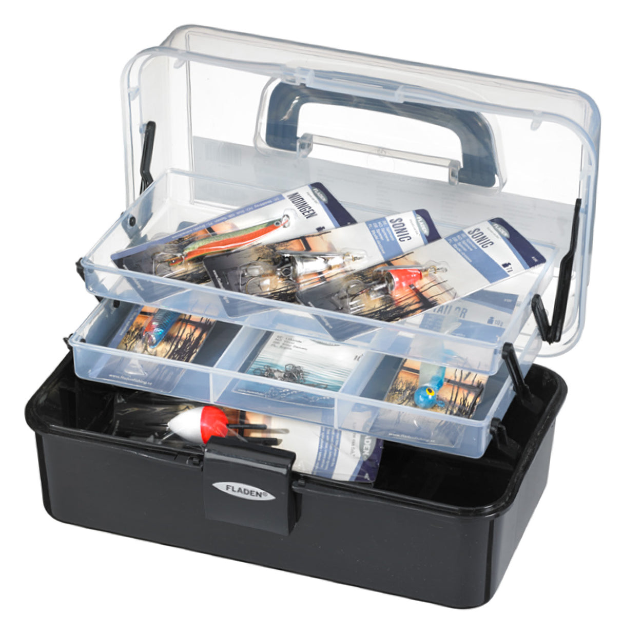 Fiskelåda 2 plan 28x16x13cm för insjöfiske