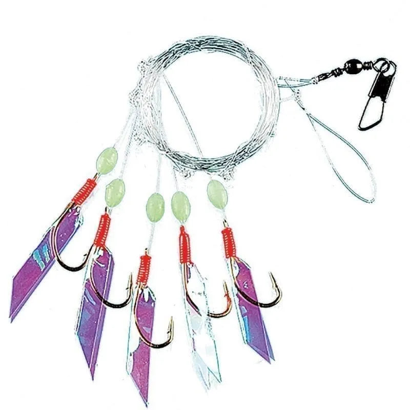 Strömminghäckla fiskhud och självlysande kulor 5-krokar stl 4